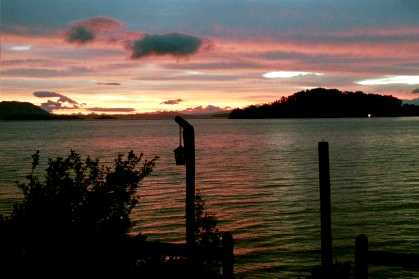 Sunset - pink hues with boat ramp